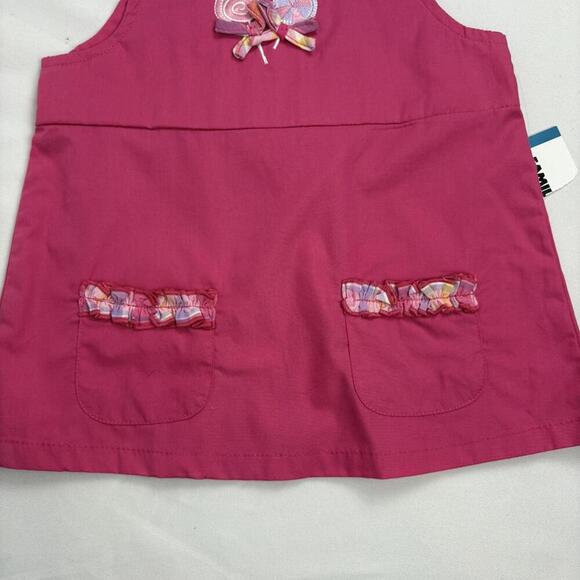 Y2K NWT Deadstock Little Lindsey 3T Pink Overall Dress w/ Plaid Ruffles - Picture 4 of 8